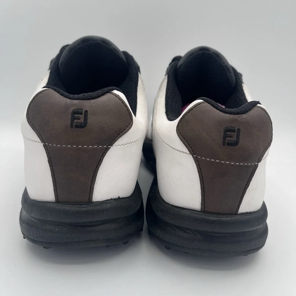 FootJoy GreenJoys Men's‎ Golf Shoes Size 9.5M White Brown Black Spiked